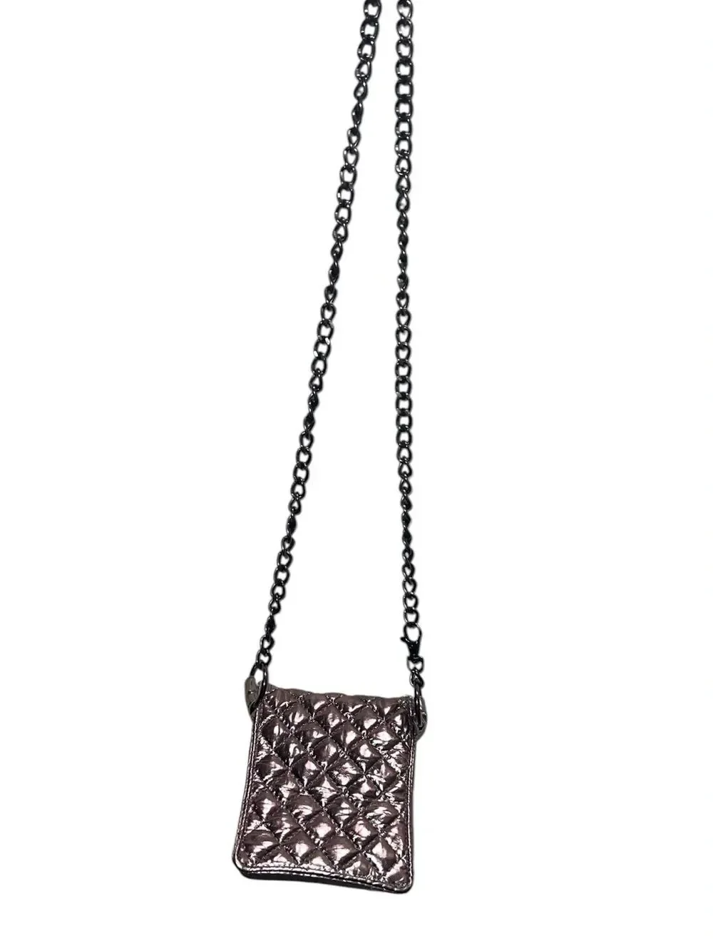 Michael Kors Metallic Bronze Quilted Crossbody Phone Bag Chain Strap Mini Purse